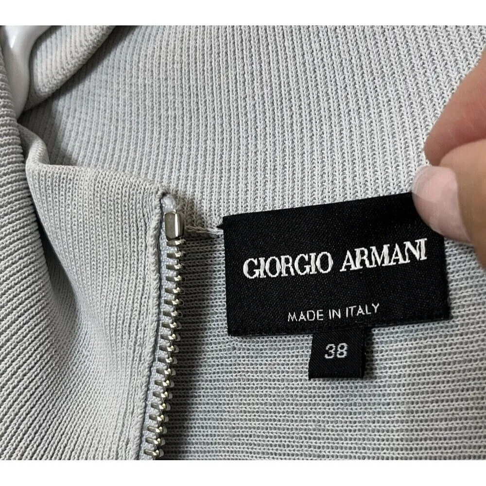 Giorgio Armani Knit Zip A-Line Fit Flare Dress Gray Mock Neck Women’s Size 4 - Image 6