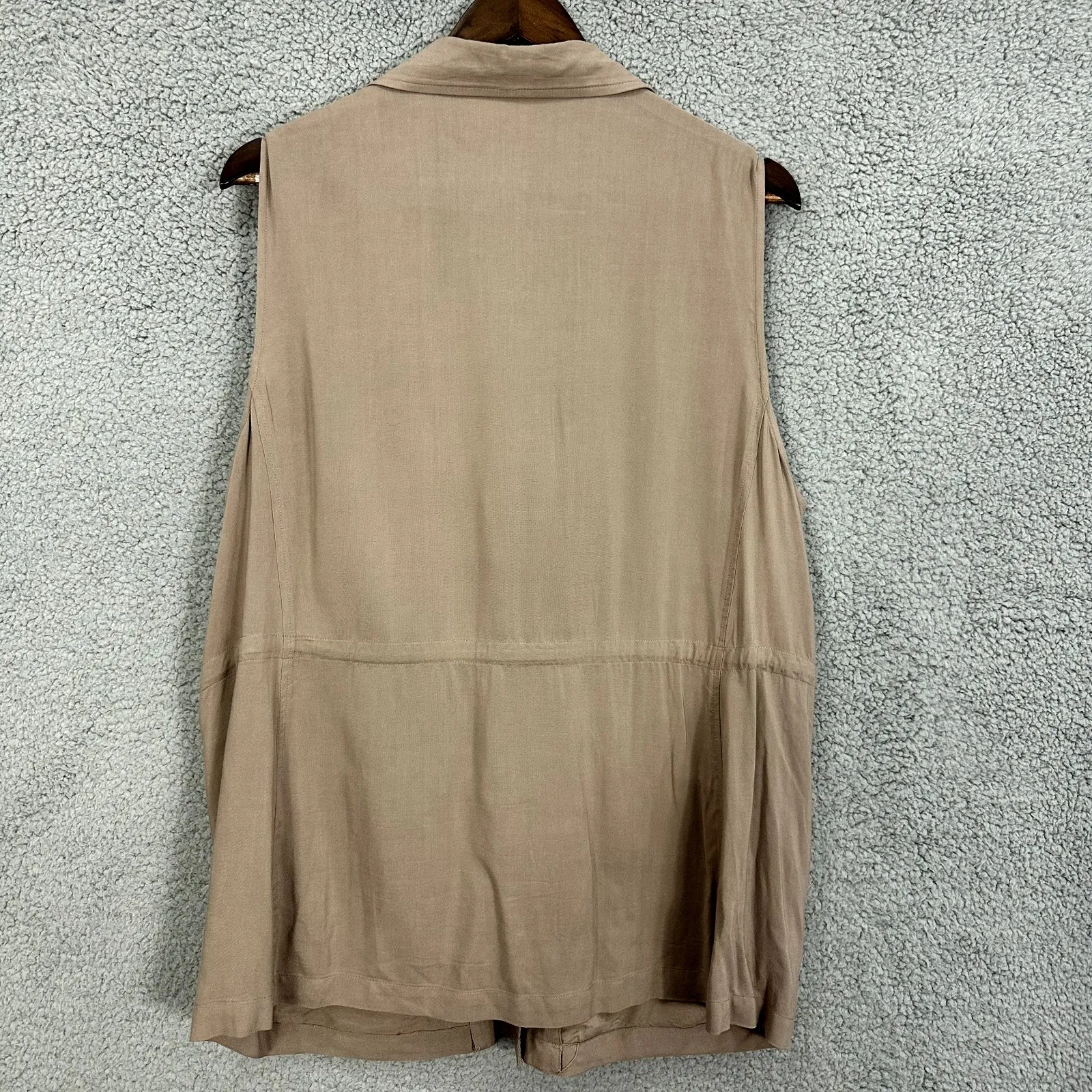 Chicos Sleeveless‎ Top Womens 2 Medium Brown Snap Button Safari Utility Gorpcore - Image 3
