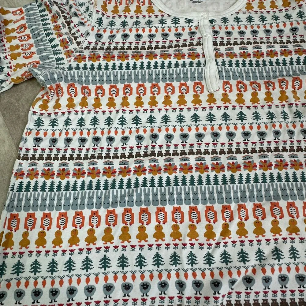 Roller Rabbit Bands Weave Pajama PJ Set in Woodland Animals Size Large - Image 4