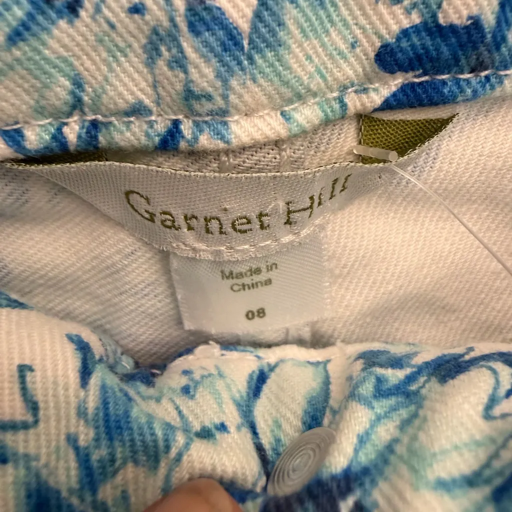 Garnet Hill Blue Floral Ankle Pants – Size 8 - Image 2