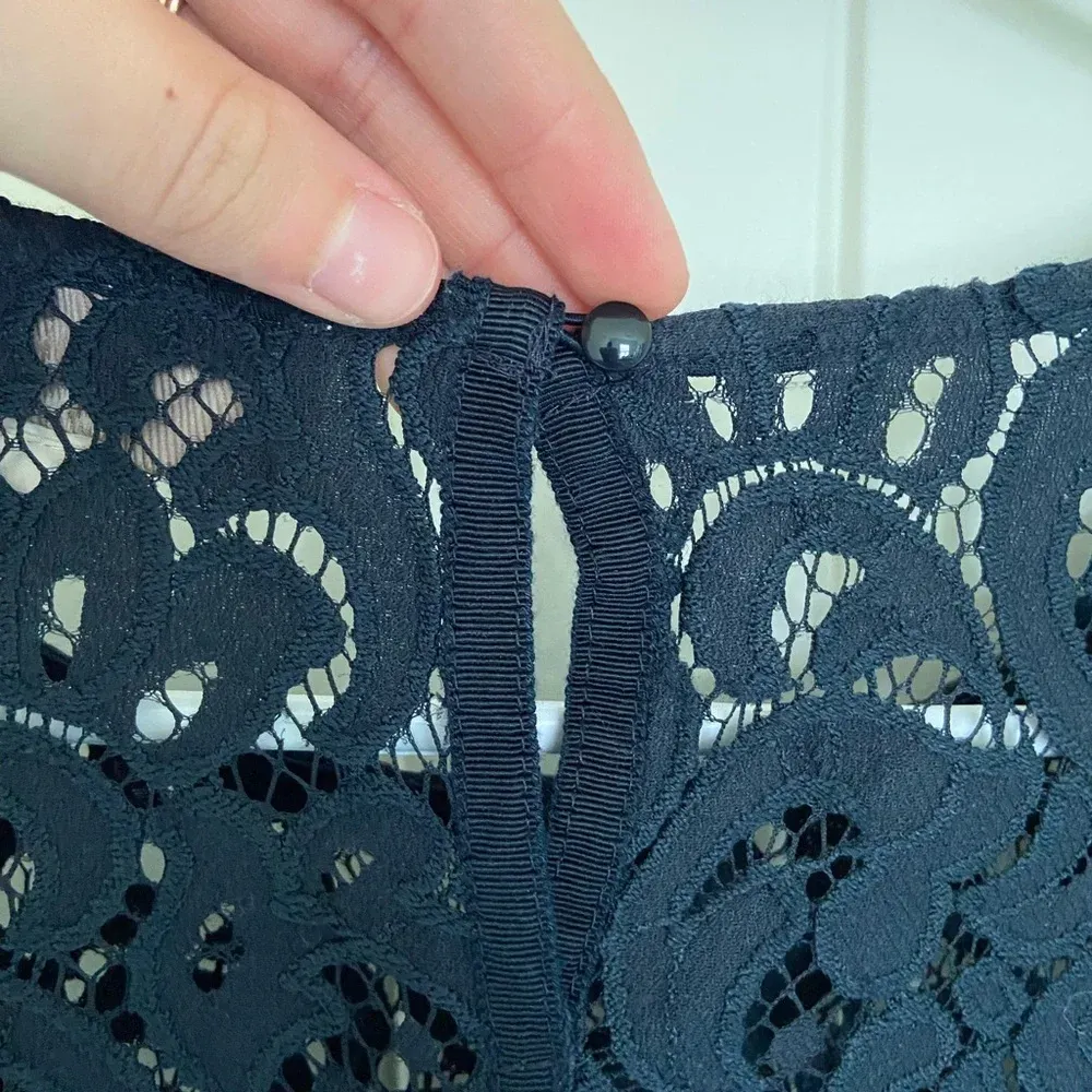 LOFT Ann Taylor women’s black lace see‎ through blouse — small - Image 6