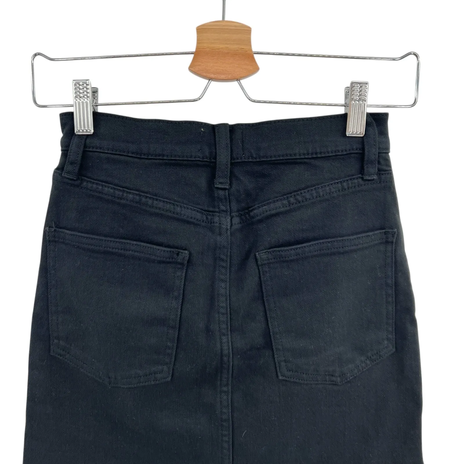 Aritzia Wilfred‎ Free Tanit Denim Skirt Mini Raw Hem Black Wash Size 2 - Image 10