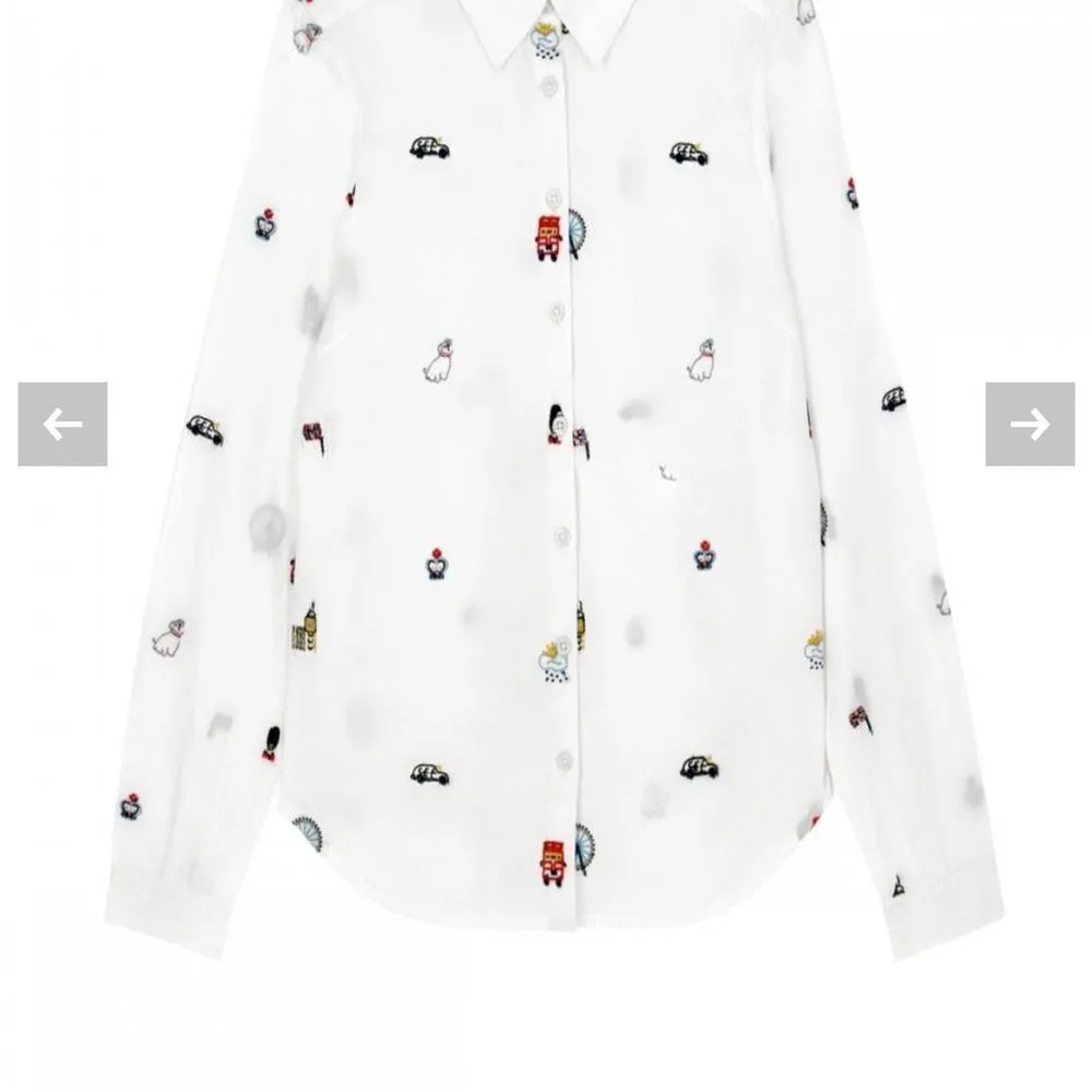 Cath kidston london white button down embroidered blouse 8 White - Image 3