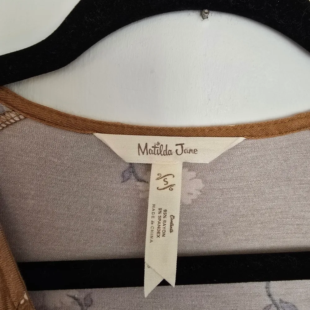 Matilda Jane camel tan marigold floral short sleeve jumpsuit  - Image 2