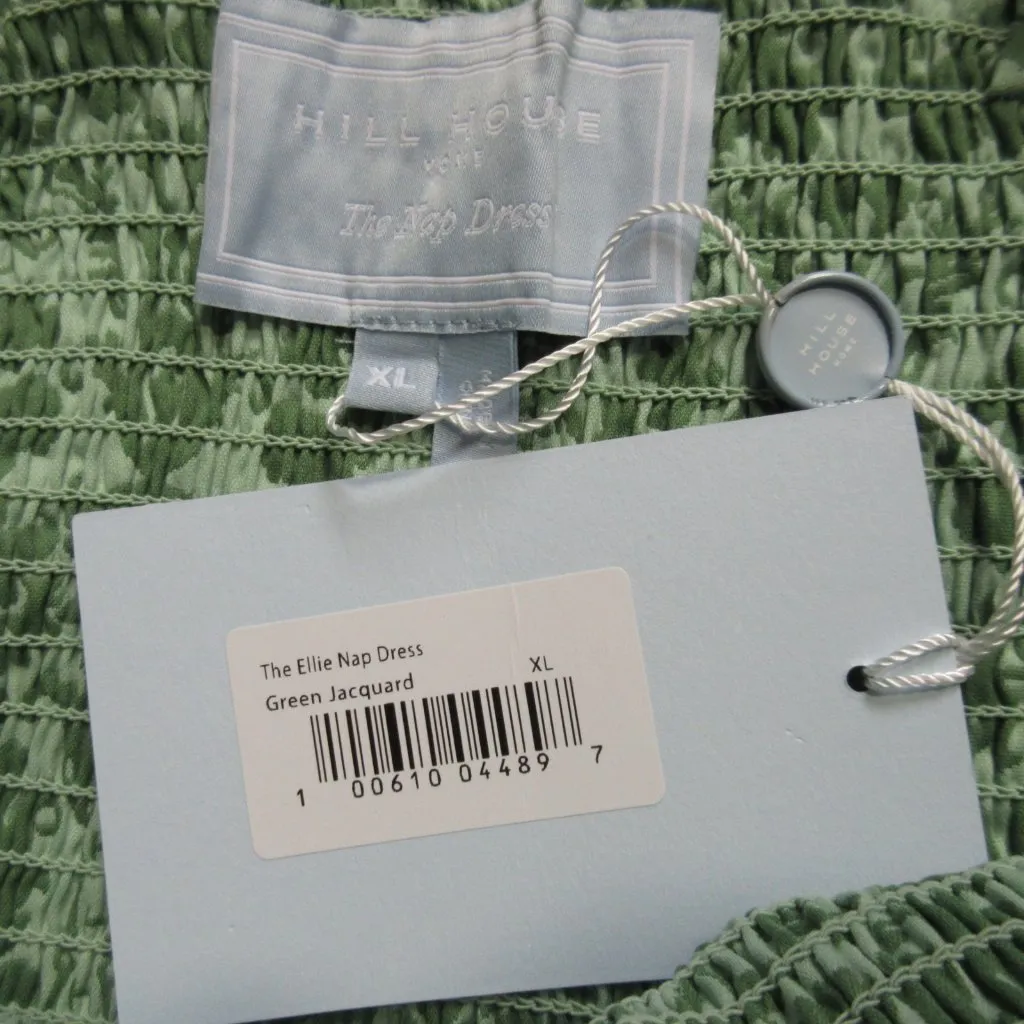 NWT Hill House Ellie Nap in Green Jacquard Print Smocked Midi Dress XL - Image 5