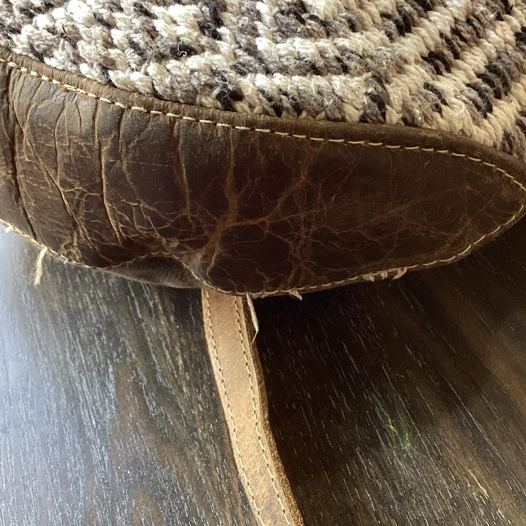 Myra Bag Gray and Cream Geometric Pattern Shoulder Bag Brown - Image 5