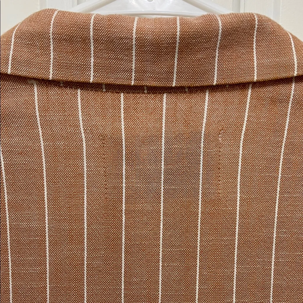 Stradivarius Brown and White Striped One Button Closure Casual Blazer - Sz Small - Image 13