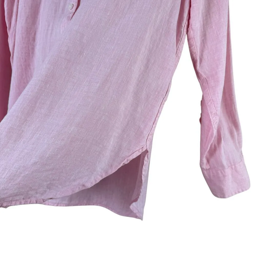 L.L.Bean 100% Linen Button Up Shirt in Pink, Size Medium‎ - Image 9