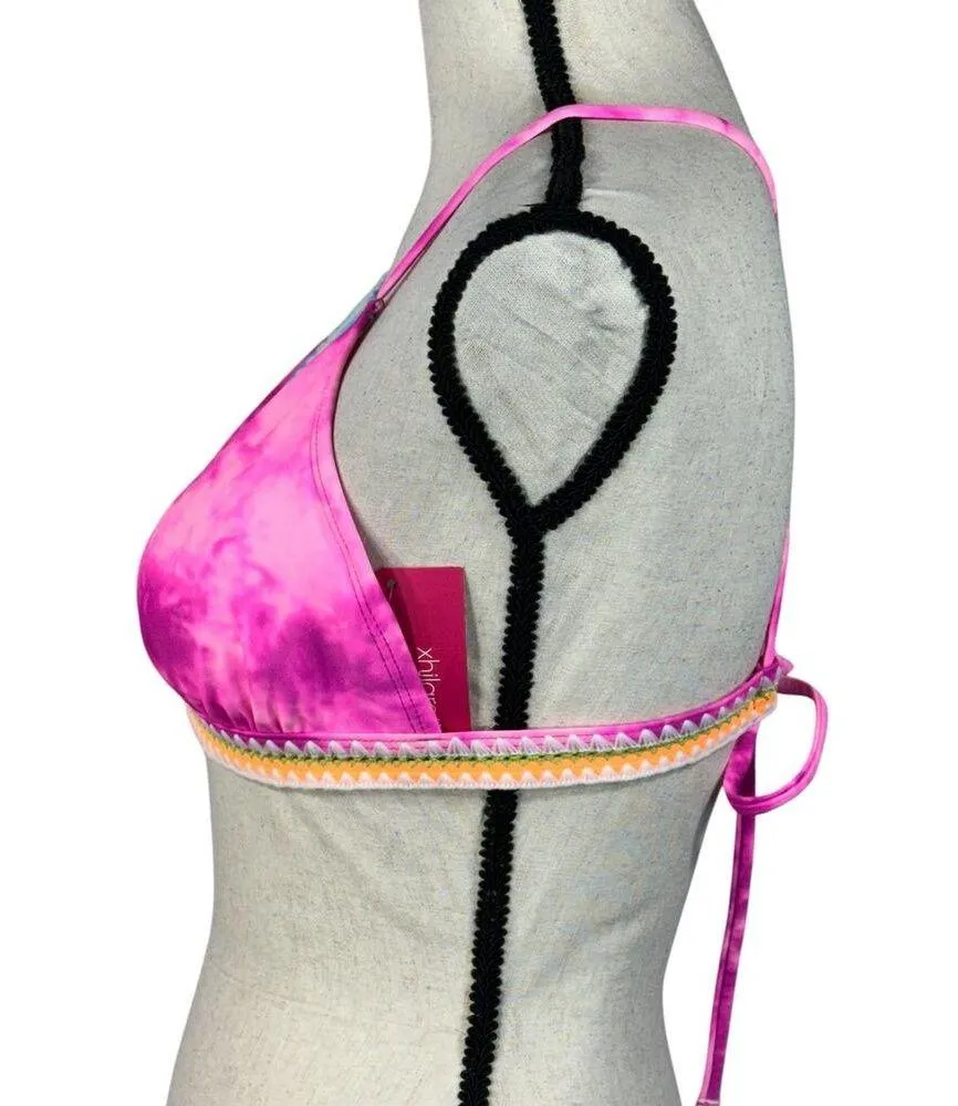 Xhilaration Large Triangle Bikini Swim Top Crochet Tie-Dye Padded Tie Racerback - Image 5