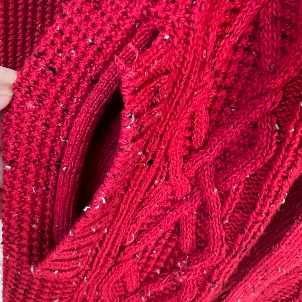 TALBOTS Lined Red Long Cardigan Sweater Coat - Image 7