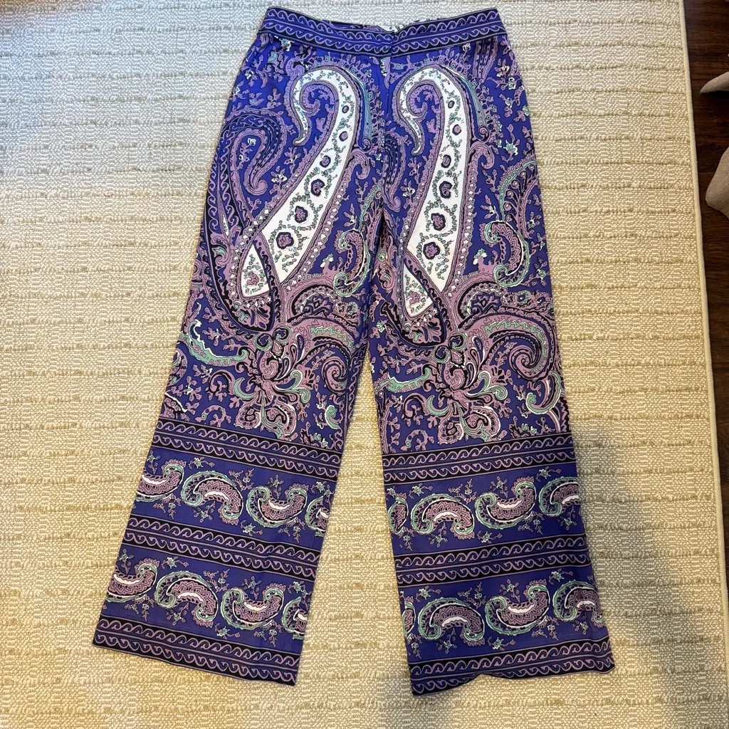 NWT Julia Amory Paisley Purple Babe Pants Cotton Satin Lycra | M Size M - Image 3