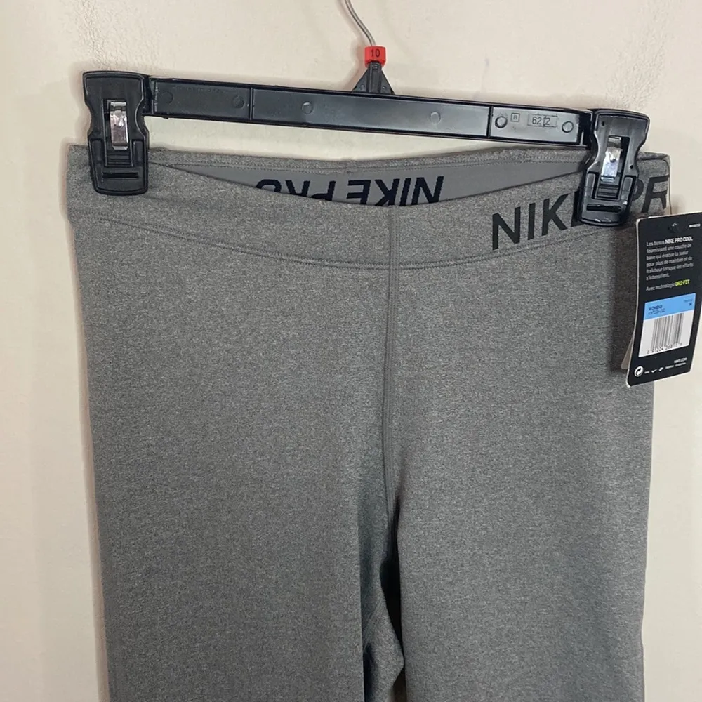 Nike  Pro Cool Dri-fit training mesh inset athletic cropped leggings grey size M - Image 3