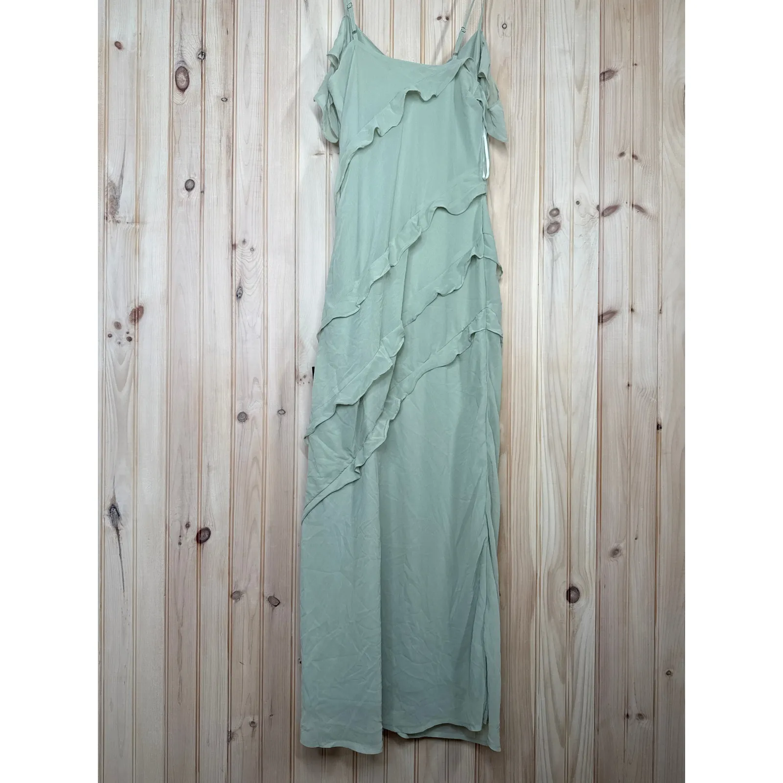 NWT Lulus Elara Light Sage Ruffled Maxi Dress Bridesmaid Banquet Wedding Sz XL - Image 5
