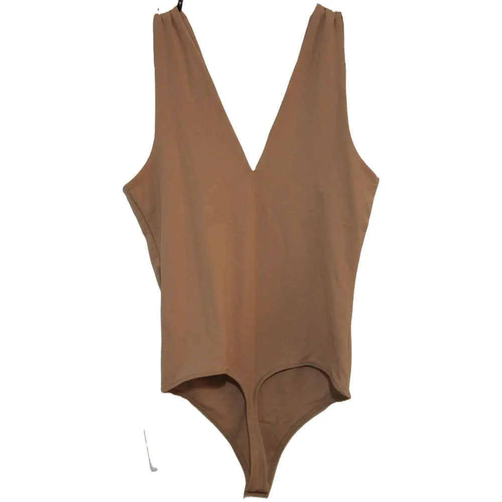 Womens Abercrombie & Fitch Soft AF Tan V-Neck Sleeveless Bodysuit Size Small NWT - Image 2