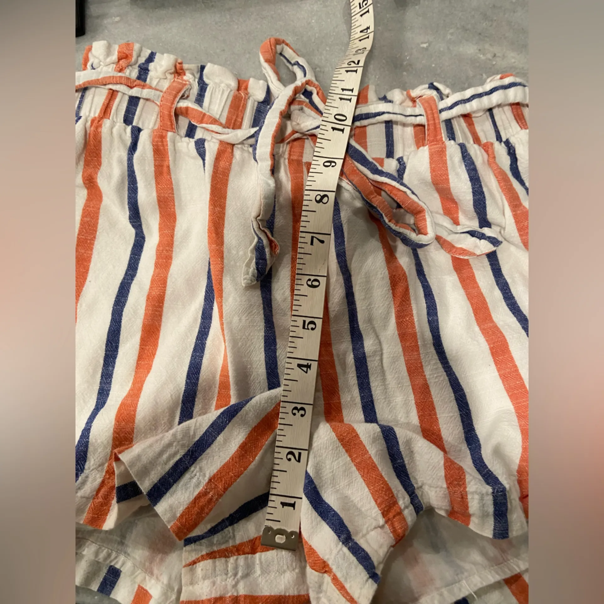 Charlotte Russe Size S Paperbag Belted Lined Cotton Blue White Striped Shorts - Image 8