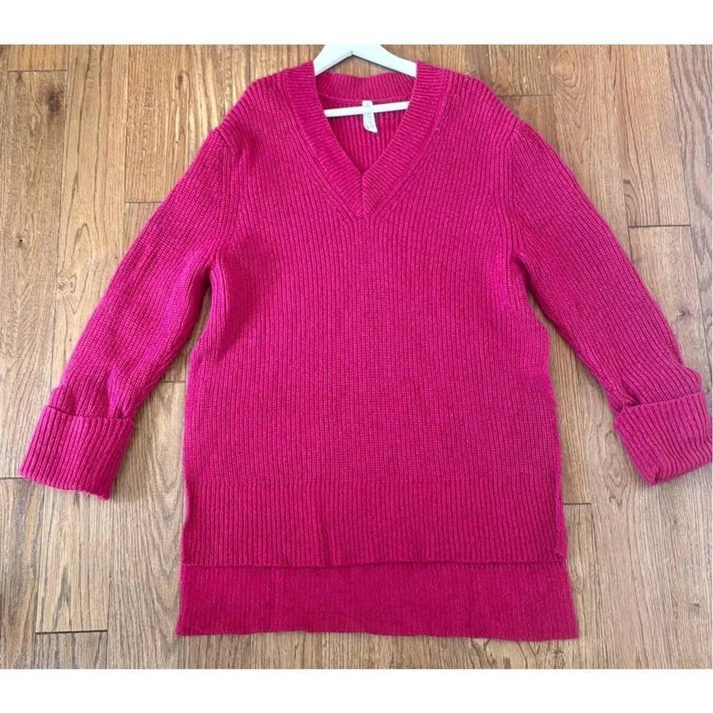 Athleta Shasta ribbed wool blend vneck oversized sweater Large - Image 8