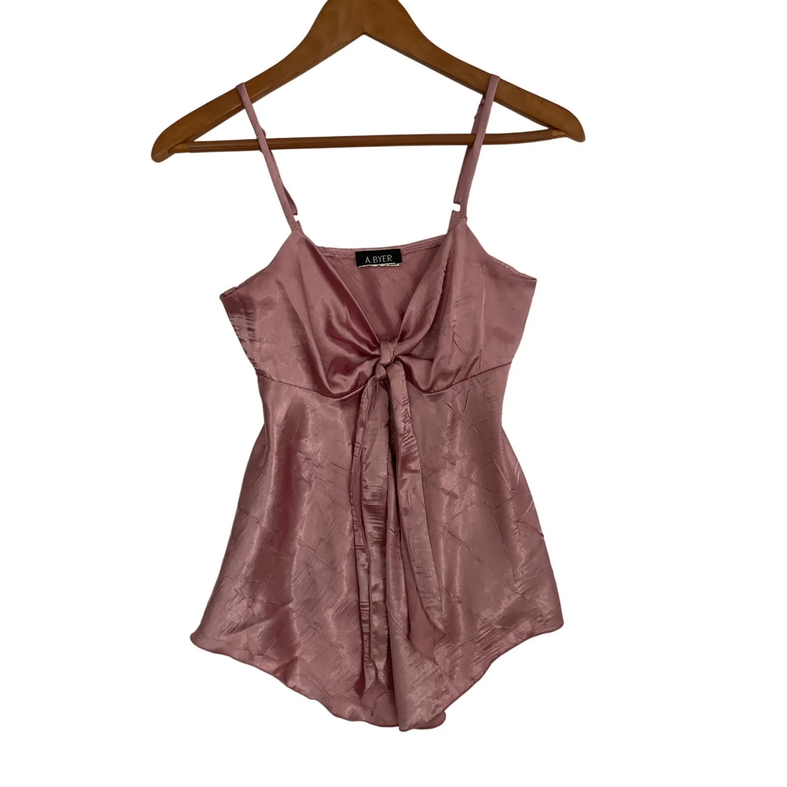 Vintage Y2K A BYER Mauve Satin Slip Babydoll Cami Top Pink Coquette Size Small S - Image 2