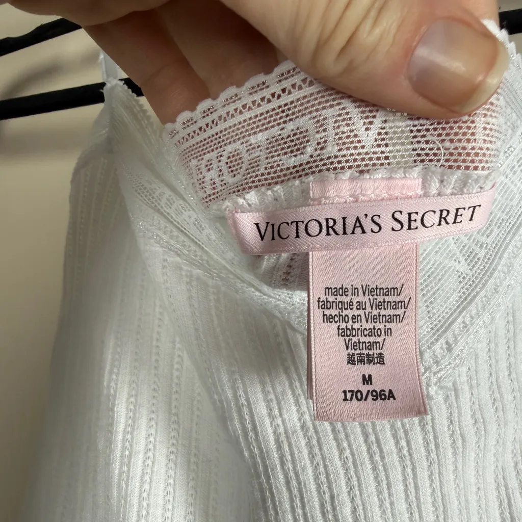 Victoria’s Secret Y2K Style Pointelle Lace Trim White Cami Sz M - Image 8