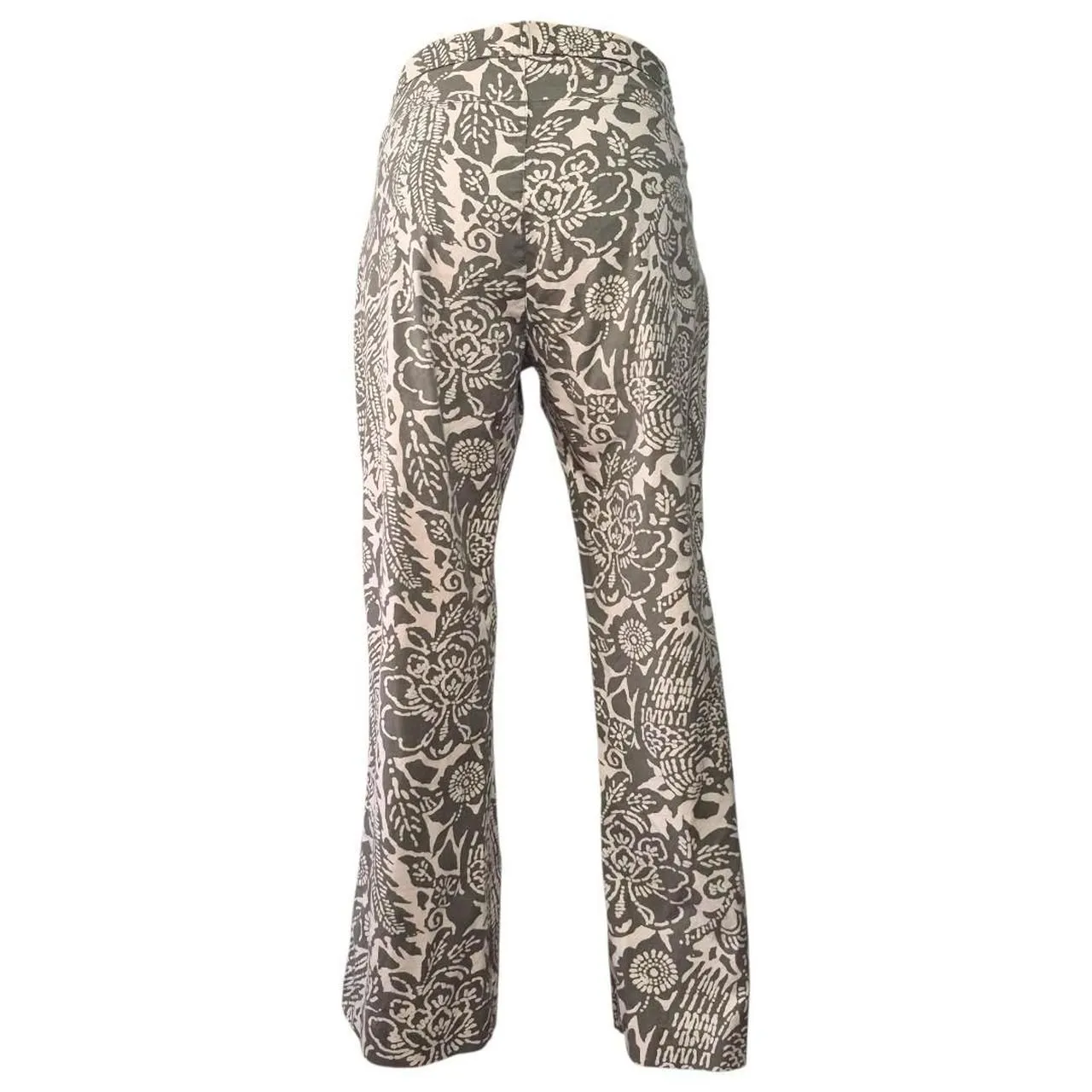 Old Navy Stretch Kahki & Olive Cropped Pants Floral Pattern Vintage Y2K Size 10 - Image 2