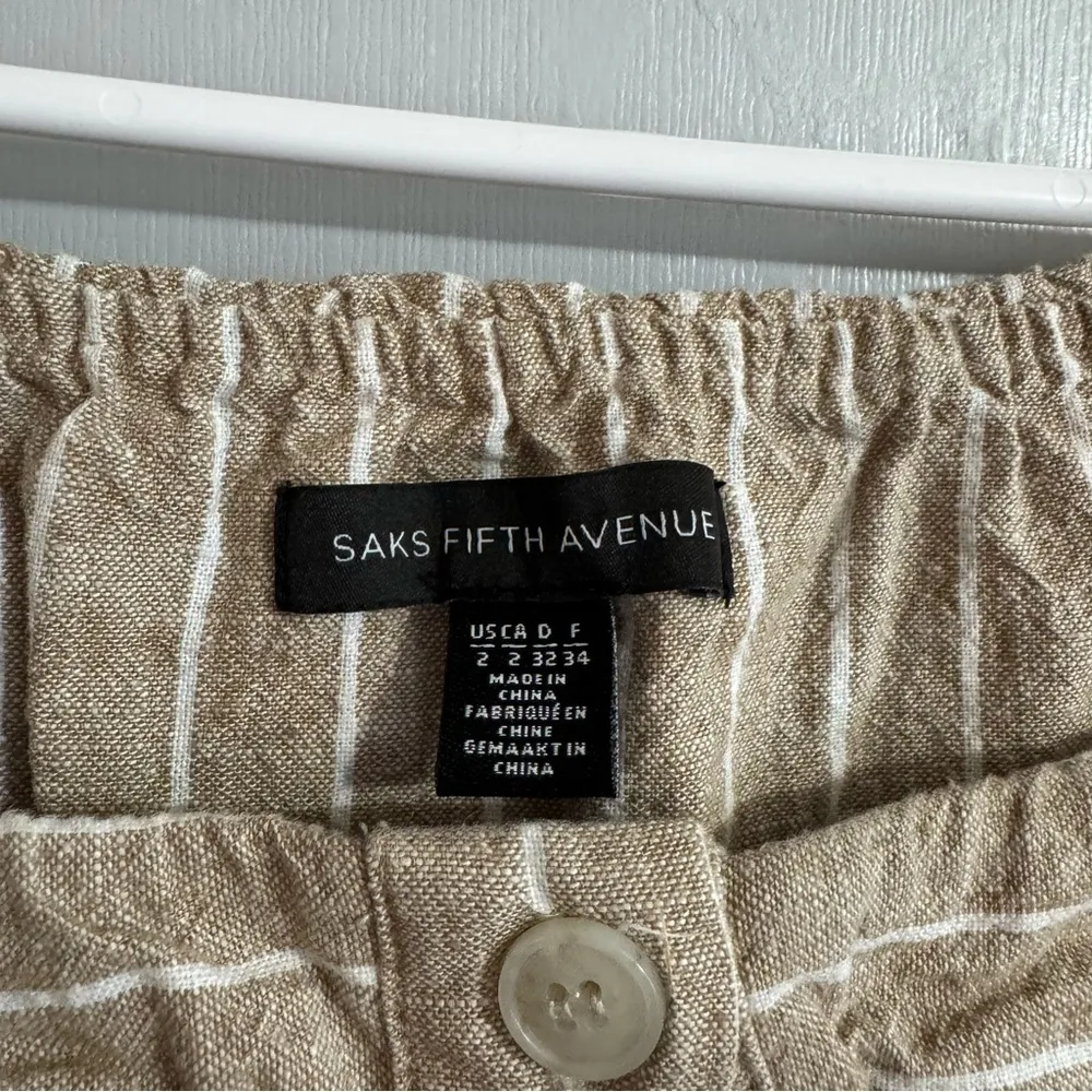 Saks Fifth Avenue Beige and White Striped Dress Size 2 - Image 4