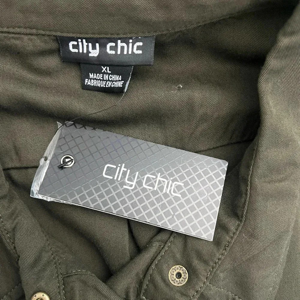 City Chic Thyme Miss Military Shirt Green Size‎ XL / Plus Size 22 - Image 10