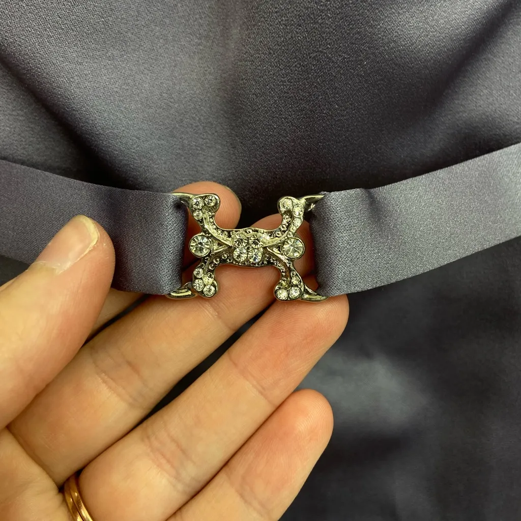 NEW Michaelangelo women’s dim lilac‎ belted strapless satin formal gown dress 4 - Image 3