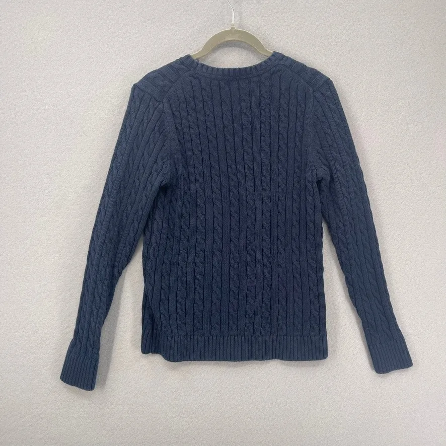LL Bean Cable Knit Sweater Womens *XS/Small Blue Crewneck Fall Winter Preppy - Image 7