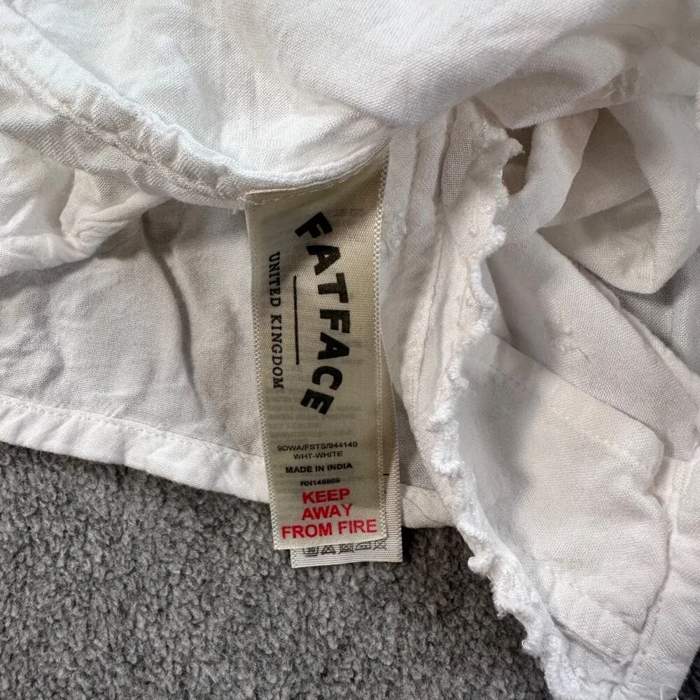 Fat Face White Floral Embroidered Tank Top Size 10 Spaghetti Strap Button Front - Image 6