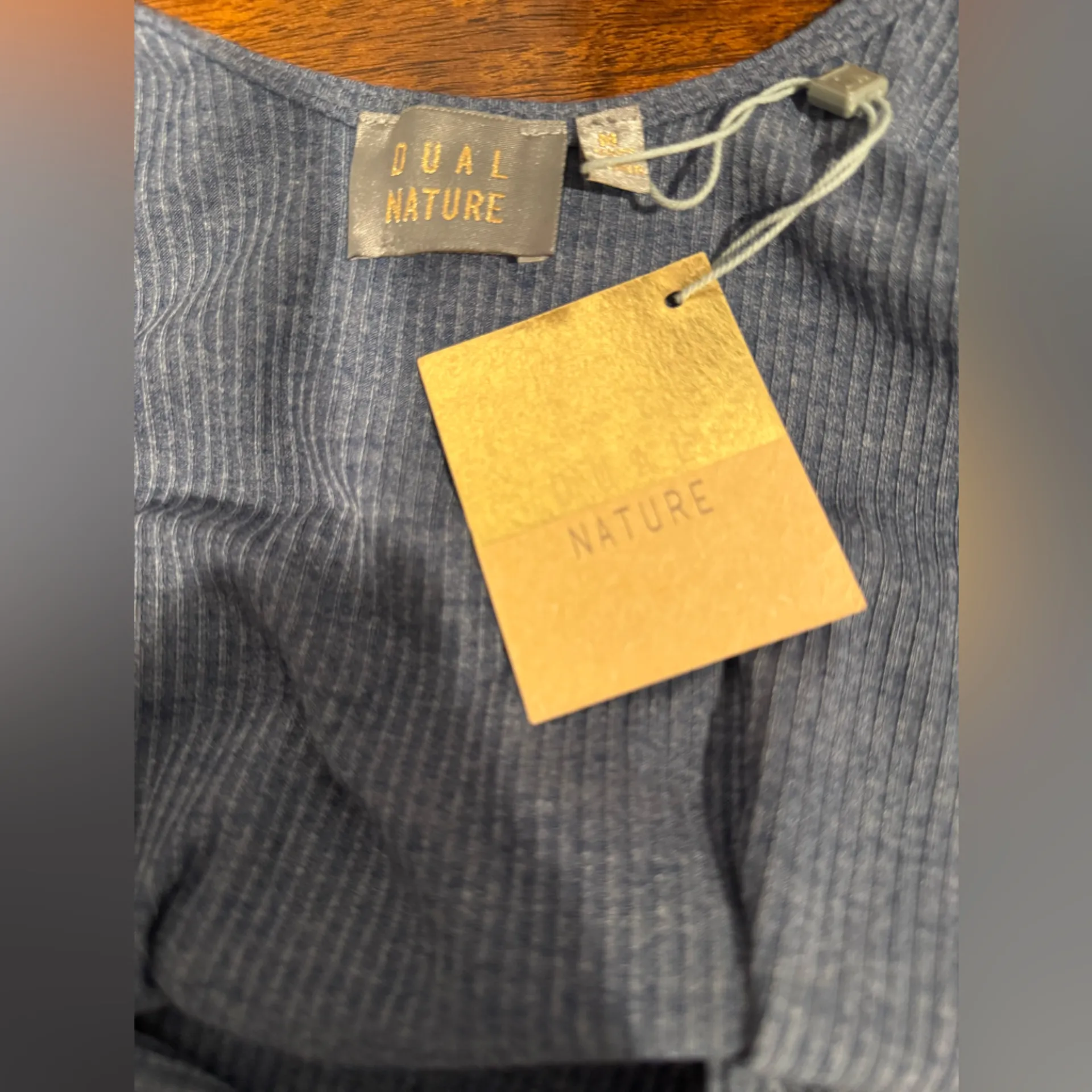 Nordstrom Dual Nature Faux Wrap Top Ribbed Midi Dress Size M Blue Size M - Image 6