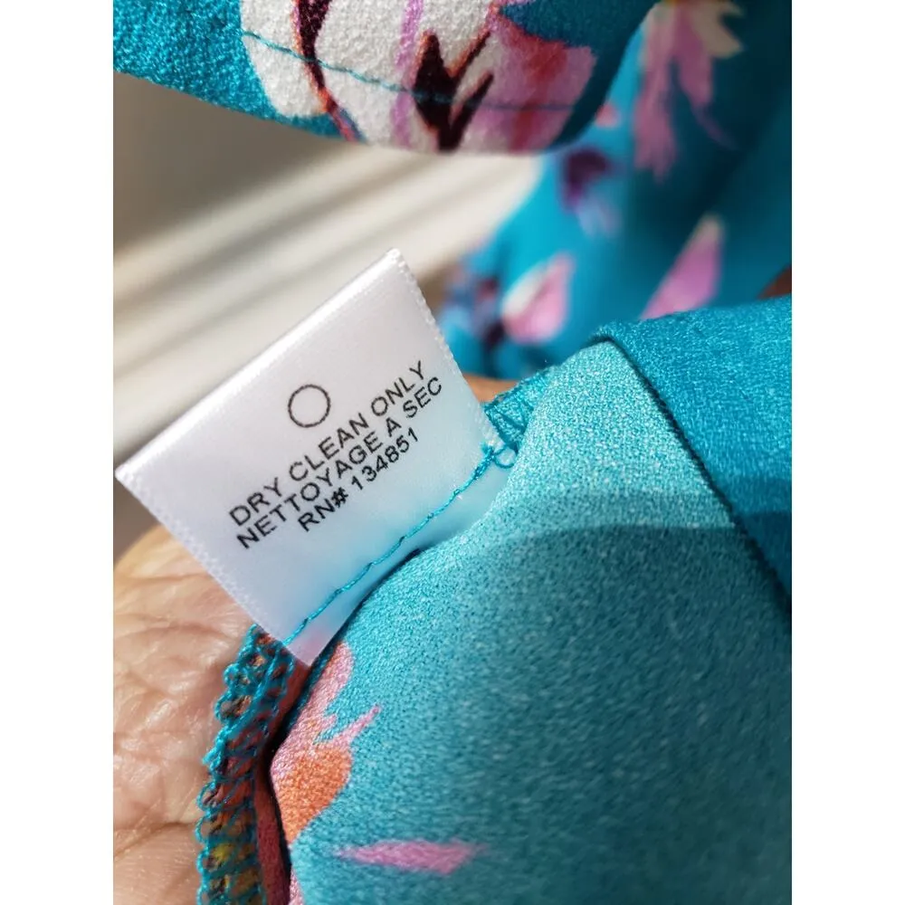 Charles Henry Dress Women Small Teal Pink Floral Polyester Spandex Sheath USA - Image 11