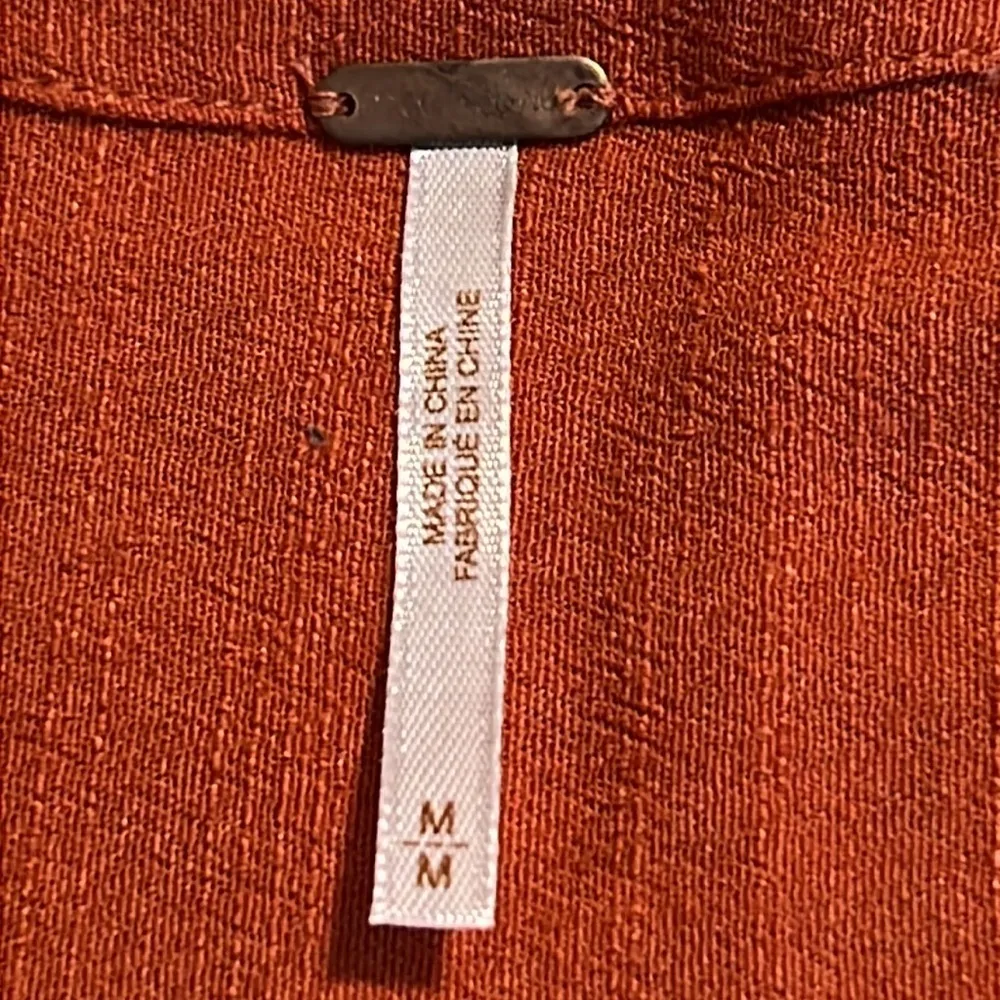 Free People medium tunic boho blouse blue laced front wildest moments split side - Image 2