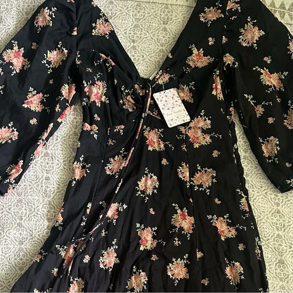 Free People Sea Glass Floral Midi Dress In Black Combo - Image 4