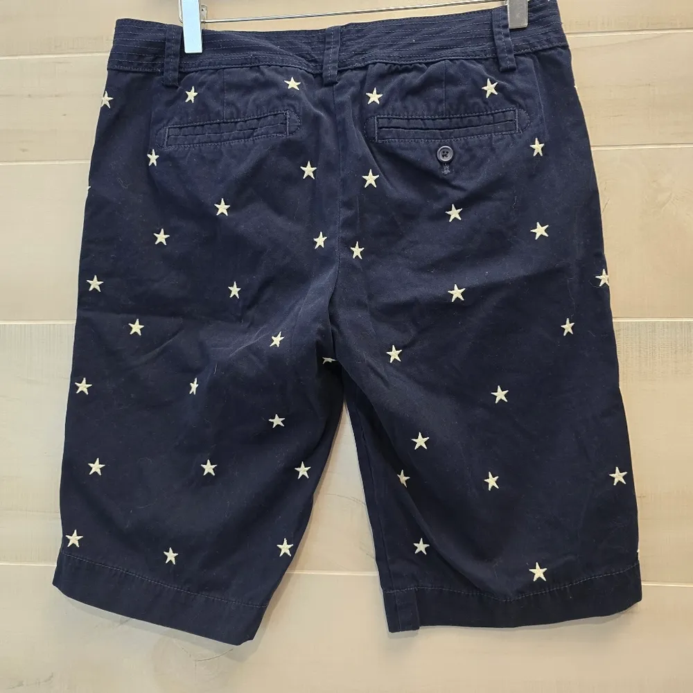 {4} J. Crew City Fit Navy Chino Shorts Embroidered Stars Patriotic America - Image 2