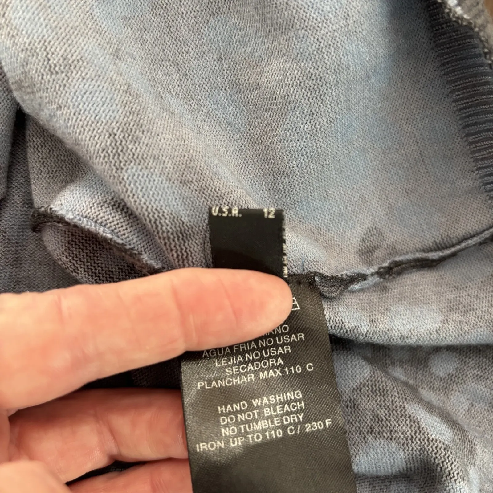 Javier Simorra Barcelona Sweater Top Womens 12 Blue Dot Mock Neck Short Sleeve Blue - Image 11