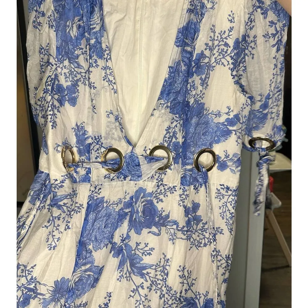 Alice McCALL Only Everything Midi Dress 4 Floral Plunge Neck Grommet Silk Blend - Image 7