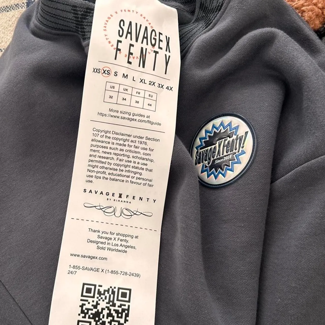 Savage X Fenty Holographic Logo Sweatshirt & Sweatpants Set – XS (Oversized Fit) Black - Image 7