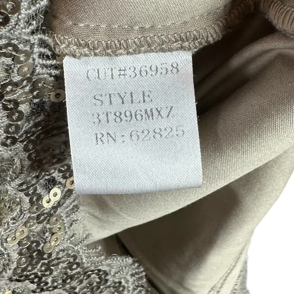 Tadashi Shoji Smoke Lace Sequin Scalloped Sheath Cocktail Dress Size 4 - Image 7