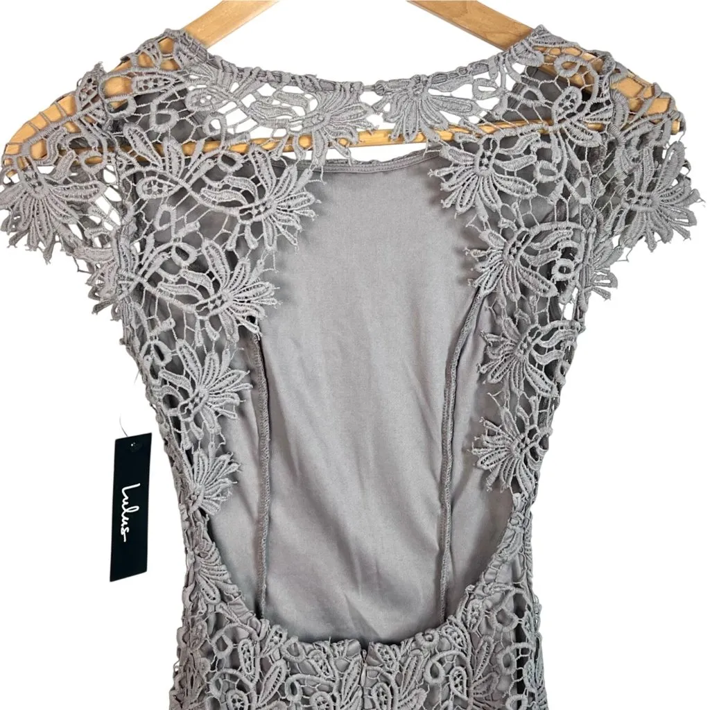 Lulus Hidden Talent Gray Backless Crochet Lace Mini Dress Size XS New - Image 7
