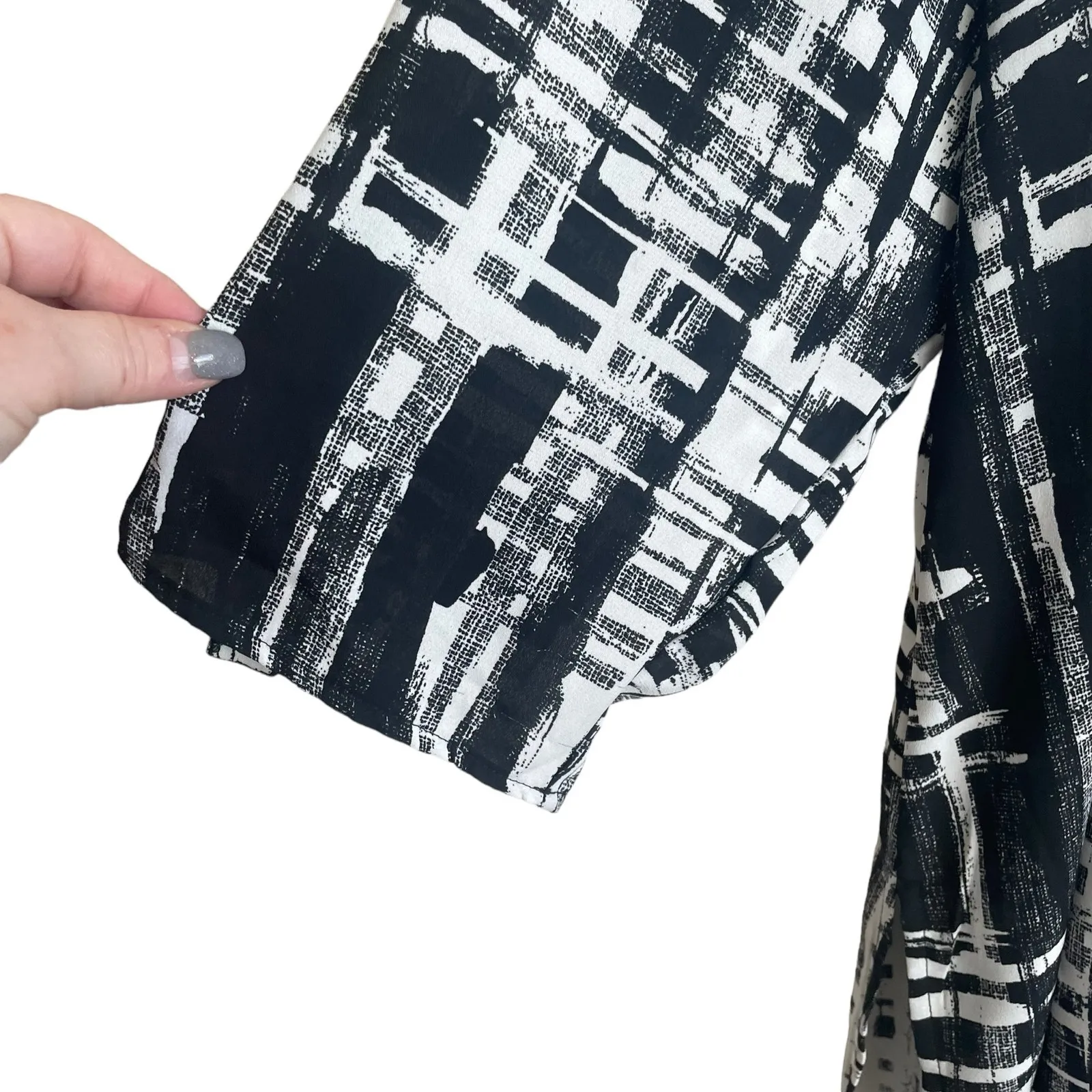 Avenue Women Tunic‎ Top 18/20 Split Neck 3/4 Roll Tab Sleeve Button Up Workwear - Image 9