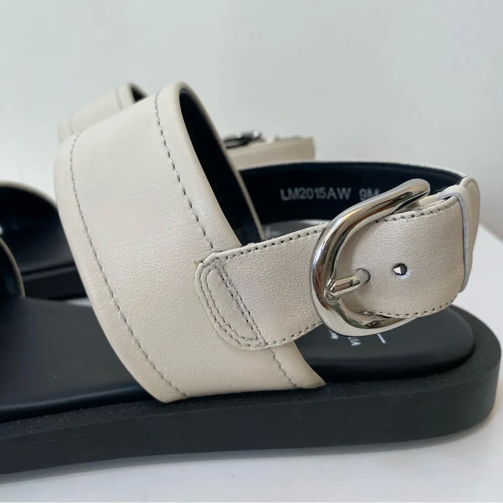 Aquatalia | Joni Leather Sporty Slingback Sandals in Eggshell Ivory Sz 9M - Image 7