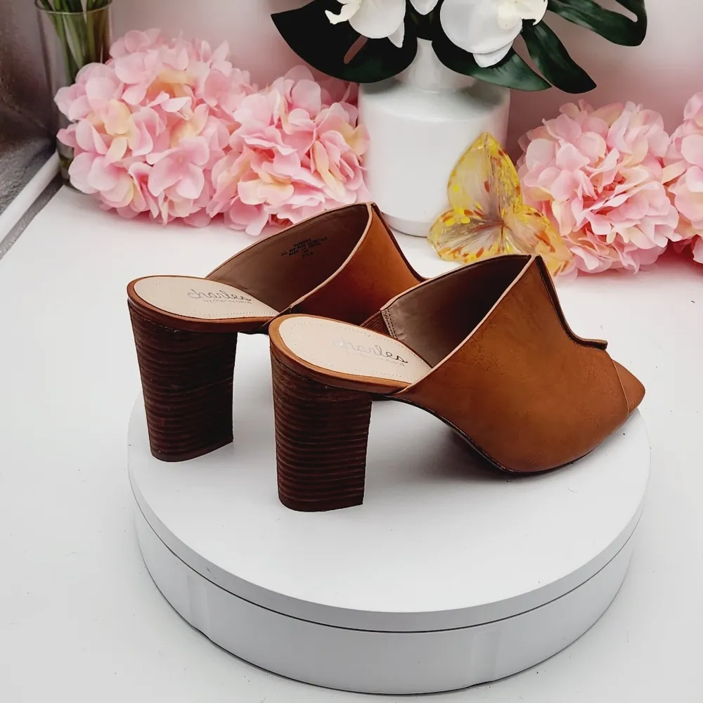 Charles By Charles David Brown Open Toe Slide On Gore Cushioned Mules Sz 9.5M - Image 8