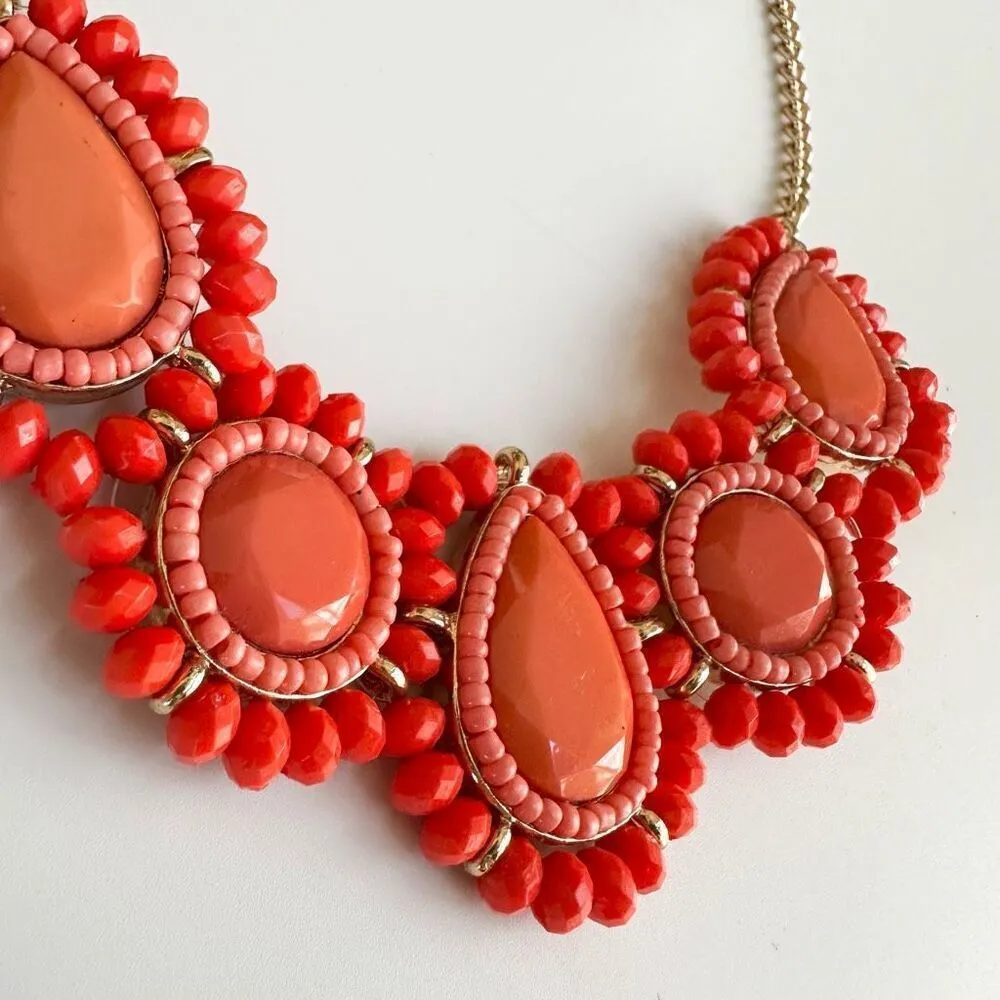 Charming Charlie  Orange Bib statement Necklace - Image 3