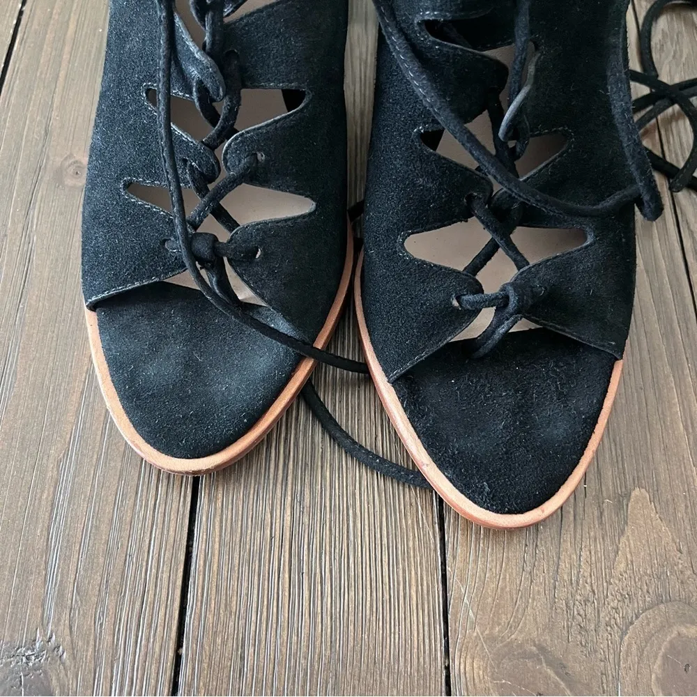 Loeffler Randall Helene Kid Suede Lace-Up Sandals in Black - Image 7