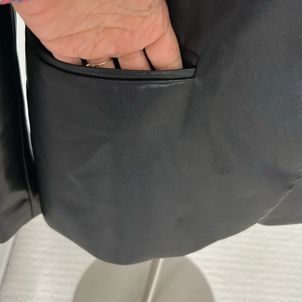 We The Free Black Vegan Leather Blazer - Image 5