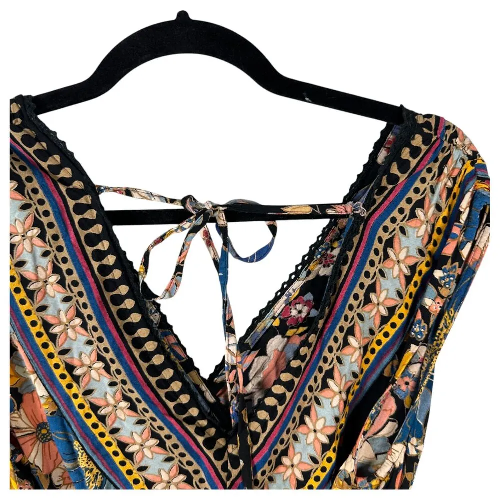 Angie Flowy Boho Tiered Mini Dress Tunic Blouse Size Small - Image 5