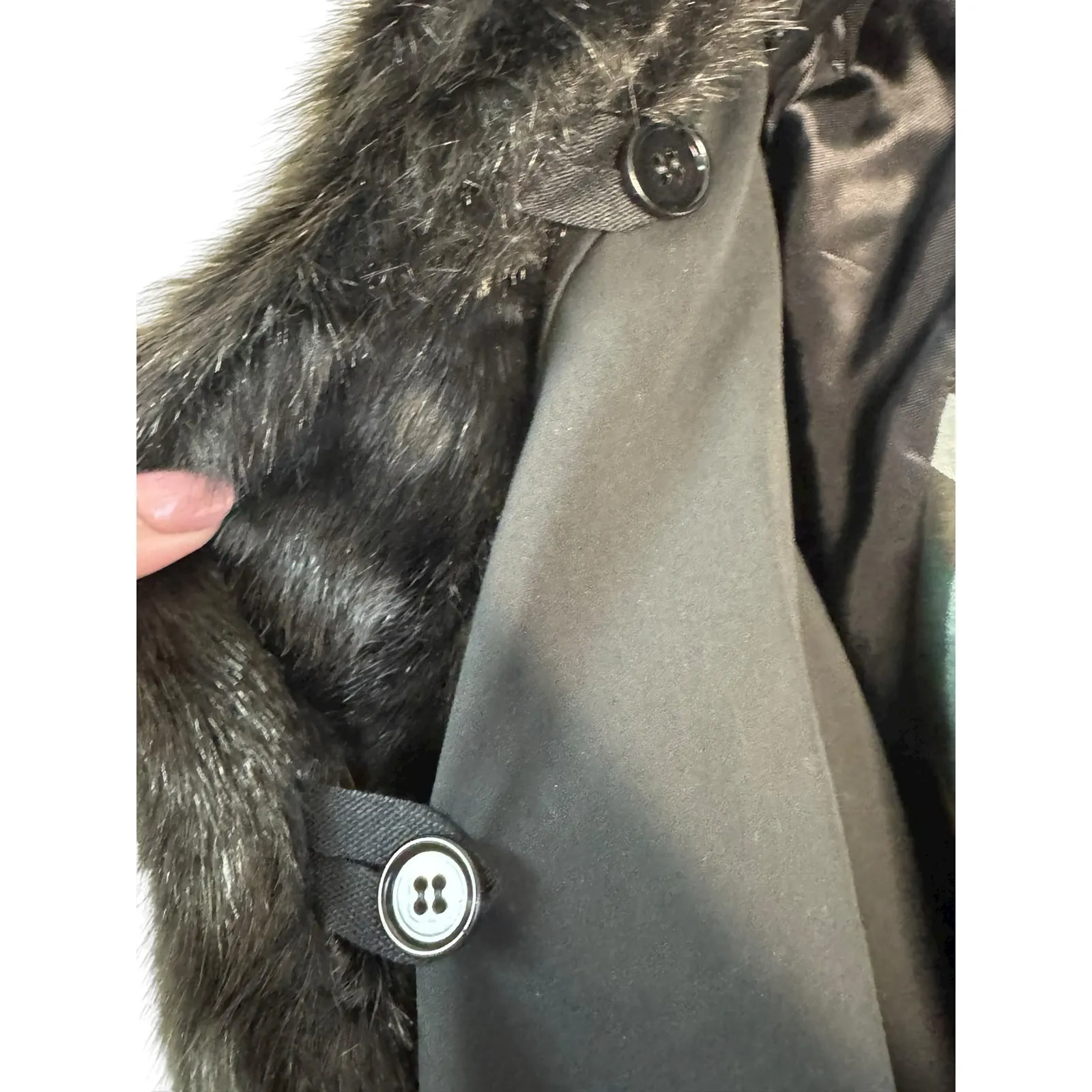 Burberry NWT Kennington Oversized Trench Coat w/Faux Fur Trim in Black Size 12 - Image 8