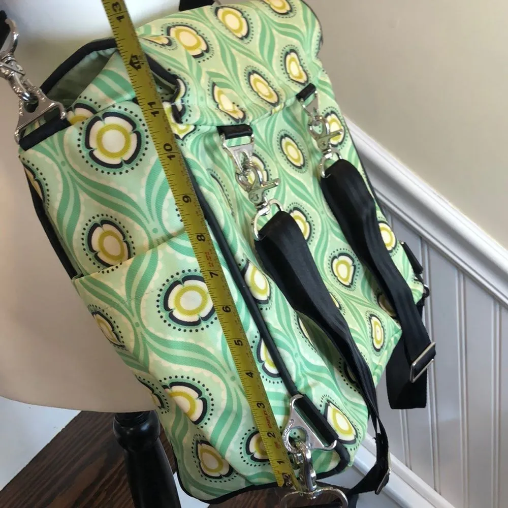 PETUNIA PICKLE BOTTOM Green Yellow Floral Backpack Adjust Crossbody Baby Bag - Image 13