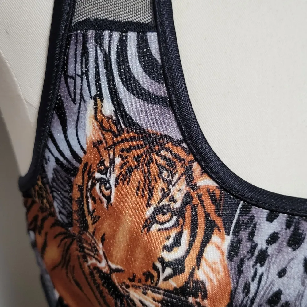 Vintage Bonjour Brazilian animal print feline sports bra size 7 - Image 2