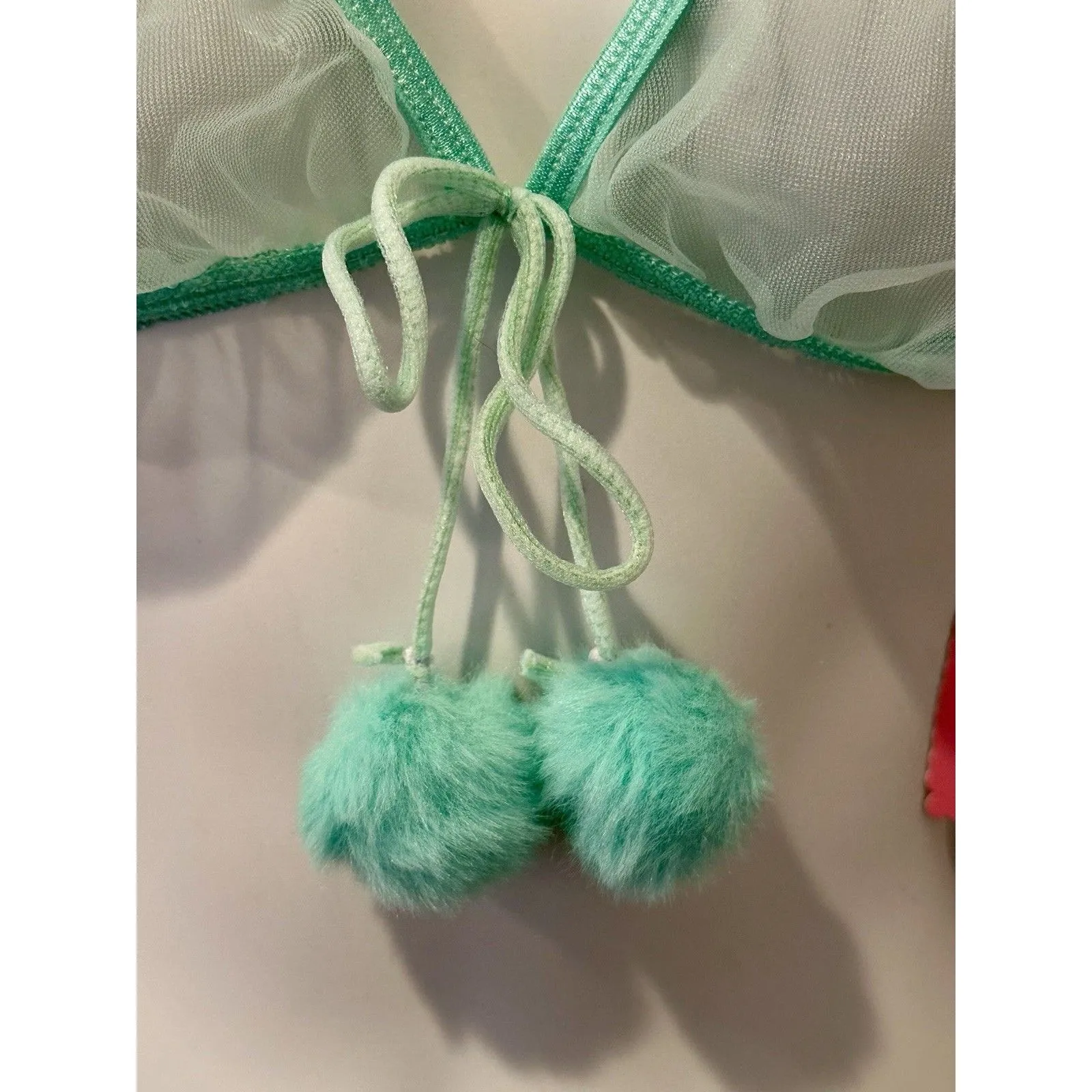 Dolls Kill Sugar Thrillz Sheer Aqua Pompom Bralette Size M Medium NWT!! - Image 2