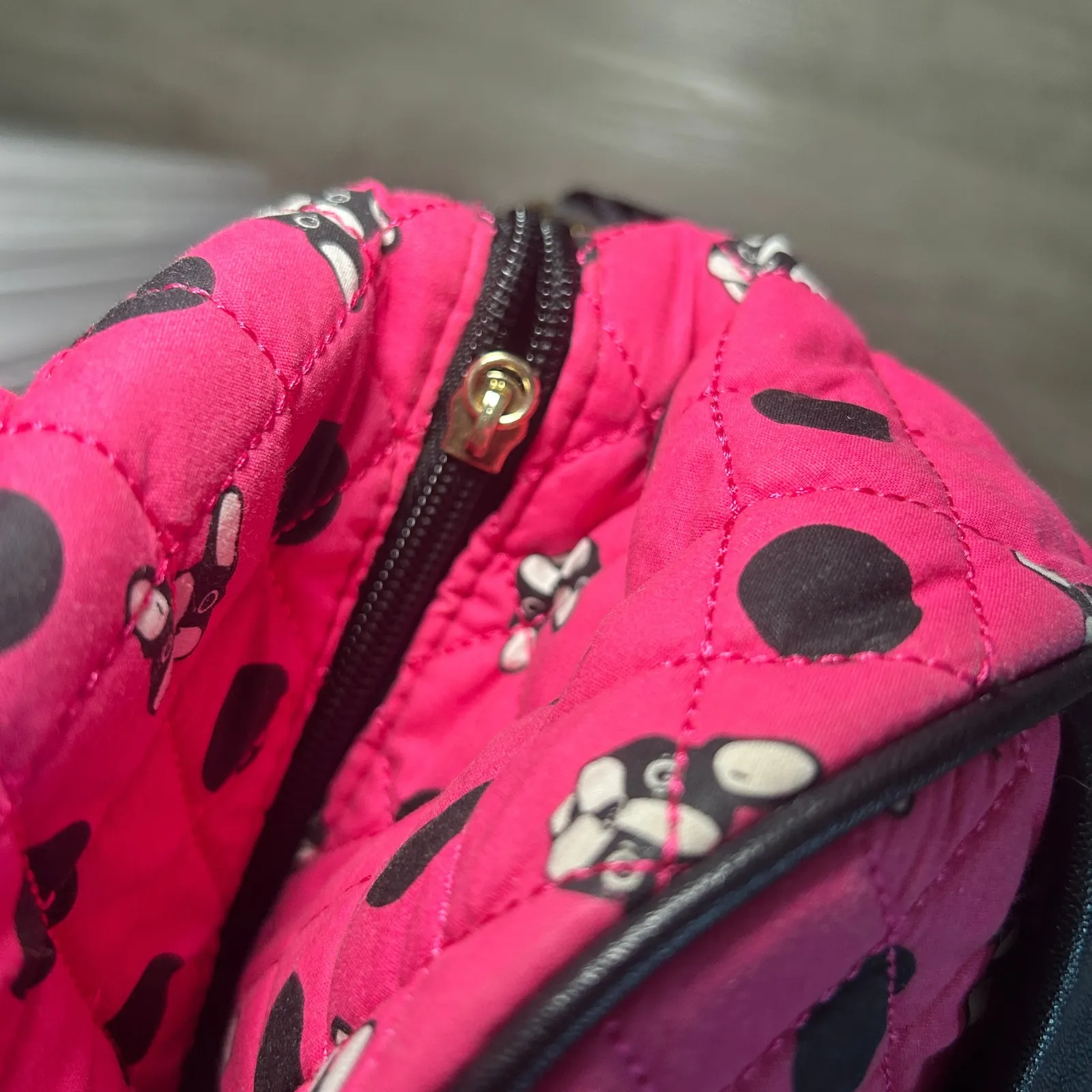 Betsey Johnson Pink French Bulldog Polka Dot Quilted‎ Duffel Bag Weekend Travel - Image 10